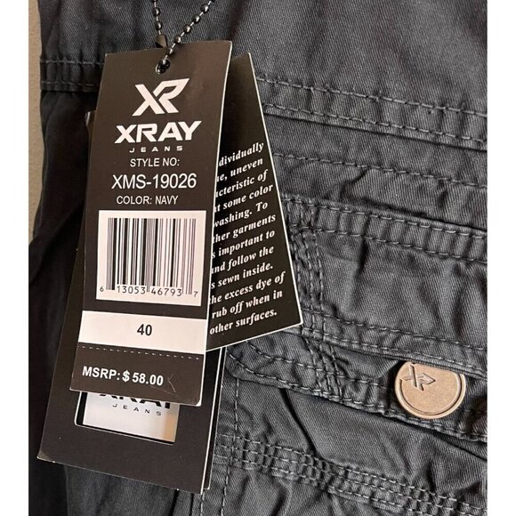X RAY Mens Navy Blue Knee Length Cargo Shorts 12.5" Inseam Waist 40 NEW - Picture 15 of 15
